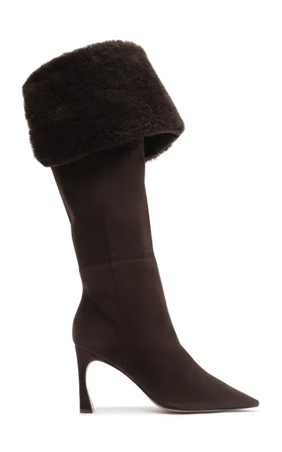 Alexandre Birman Noemy Arch Suede Boots In Brown
