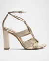 Alexandre Birman Olga Block 90 Leather Sandals In Gold