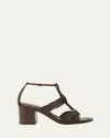 Alexandre Birman Olga Leather Block-heel Strappy Sandals In Brown