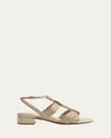 Alexandre Birman Olga Metallic Leather Block-heel Strappy Sandals