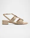 Alexandre Birman Olga Metallic Leather Block-heel Strappy Sandals