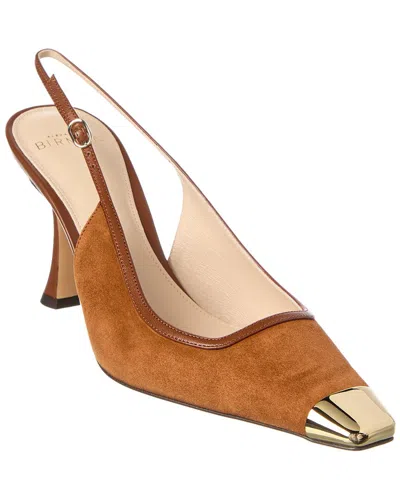 Alexandre Birman Olivia 85 Suede & Leather Slingback Pump In Brown