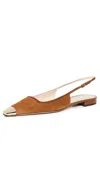 Alexandre Birman Olivia Cap Toe Slingback Flat In Espresso/light Gold