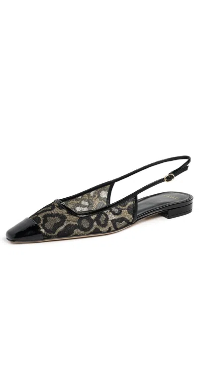 Alexandre Birman Olivia Lace Flats Golden/black In Multi