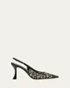 Alexandre Birman Olivia Animal-print Lace-leather Slingback Pumps In Black