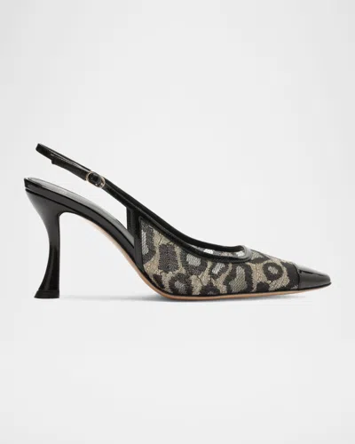 ALEXANDRE BIRMAN OLIVIA LEOPARD MESH SLINGBACK PUMPS