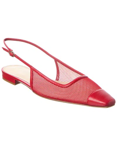 Alexandre Birman Olivia Mesh & Leather Slingback Flat In Red