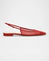 Alexandre Birman Olivia Mesh Slingback Flats In Flame
