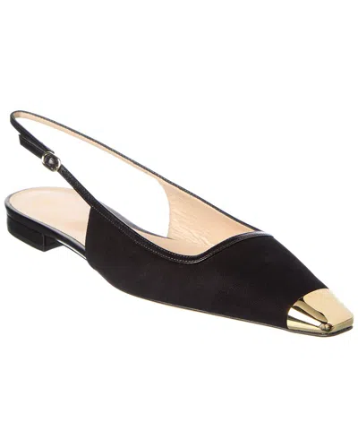 Alexandre Birman Olivia Suede & Leather Slingback Flat In Black
