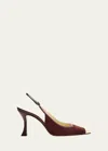 Alexandre Birman Olivia Suede Cap-toe Slingback Pumps In Cherry Lacquerlig