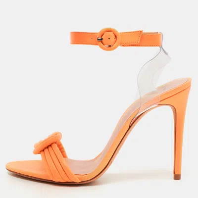 Pre-owned Alexandre Birman Orange Leather Knot Ankle Strap Sandals Size 39