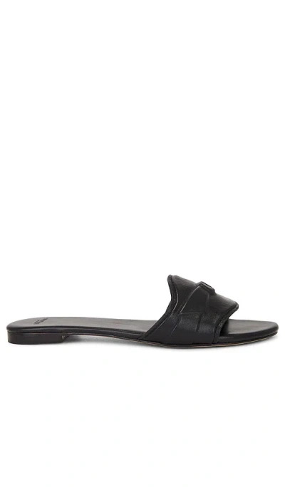 Alexandre Birman Clarita Leather Embossed Bow Slide Sandals In Black