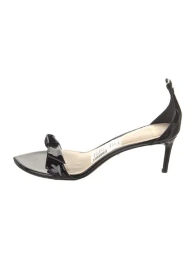 Pre-owned Alexandre Birman Patent Leather Bow Accents Sandals In Black