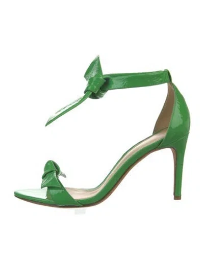 Pre-owned Alexandre Birman Patent Leather Bow Accents Sandals In Green