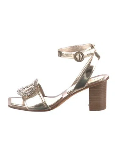 Pre-owned Alexandre Birman Patent Leather Crystal Embellishments Sandals