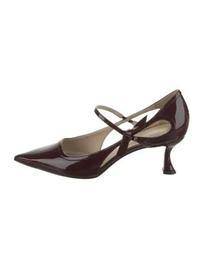 Pre-owned Alexandre Birman Patent Leather Cutout Accent D'orsay Pumps In Burgundy