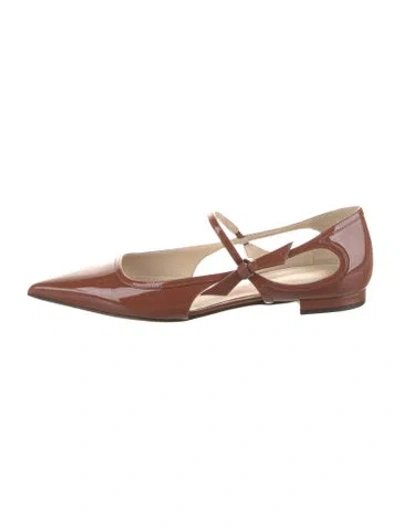 Pre-owned Alexandre Birman Patent Leather Mary Jane Flats In Brown