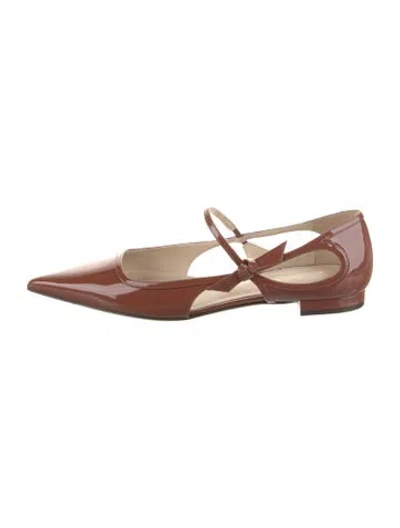Pre-owned Alexandre Birman Patent Leather Mary Jane Flats In Brown