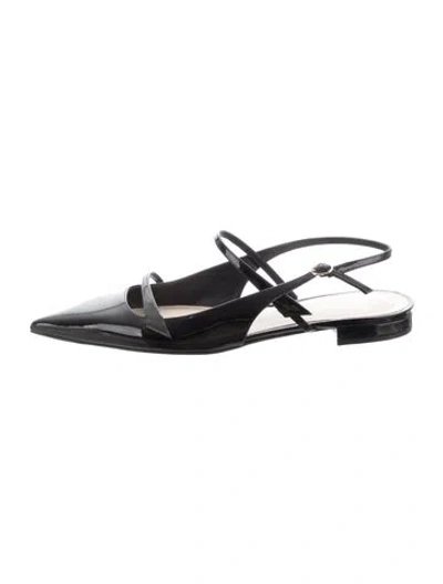 Pre-owned Alexandre Birman Patent Leather Slingback Flats In Black