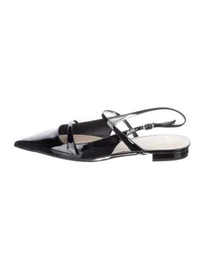 Pre-owned Alexandre Birman Patent Leather Slingback Flats In Black