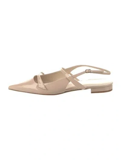 Pre-owned Alexandre Birman Patent Leather Slingback Flats In Neutral