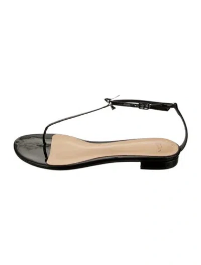 Pre-owned Alexandre Birman Patent Leather T-strap Sandals In Black