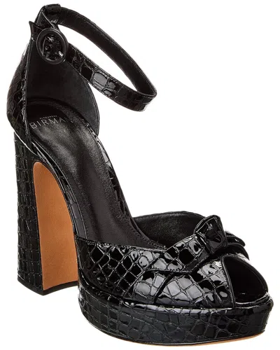 Alexandre Birman Pepitta 120 Embossed Patent Platform Sandal In Black