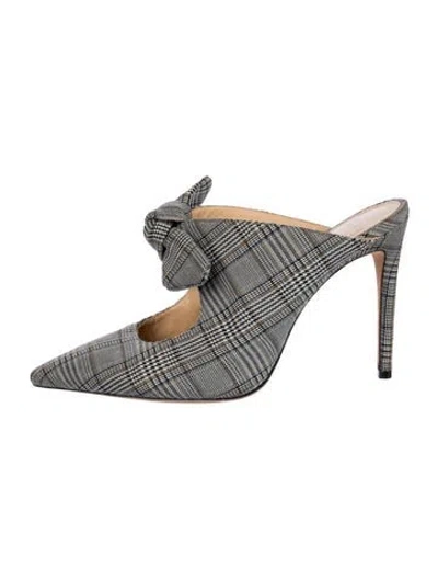 Pre-owned Alexandre Birman Plaid Print Bow Accents Mules In Gray