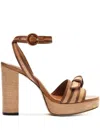 Alexandre Birman Platform Raffia Sandals In Espresso/dark Brown