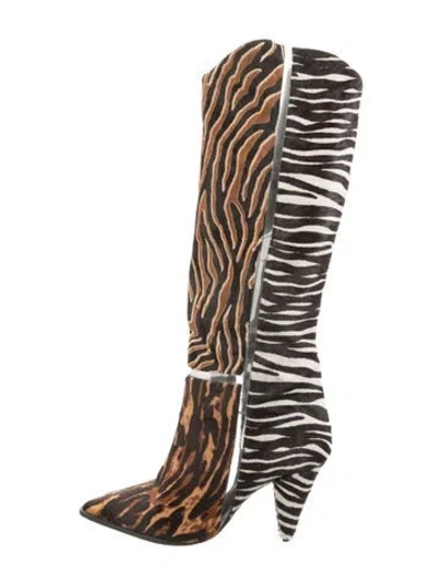 Pre-owned Alexandre Birman Ponyhair Animal Print Boots In Multi