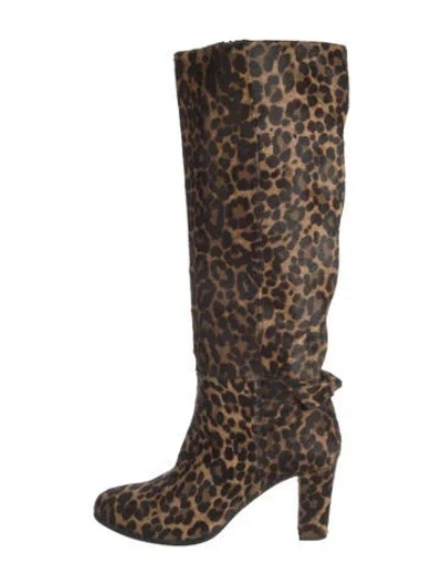 Pre-owned Alexandre Birman Ponyhair Animal Print Boots In Neutral