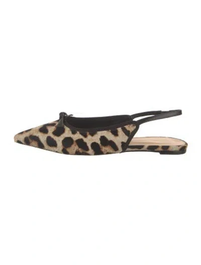 Pre-owned Alexandre Birman Ponyhair Animal Print Slingback Flats In Brown