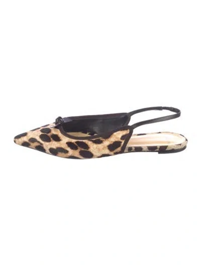 Pre-owned Alexandre Birman Ponyhair Animal Print Slingback Flats In Neutrals