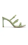 Alexandre Birman Poppy Buckle-detailed Leather Mules In Green