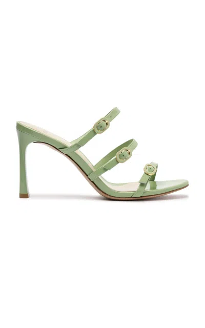Alexandre Birman Poppy Buckle-detailed Leather Mules In Green