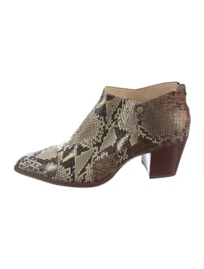 Pre-owned Alexandre Birman Python Animal Print Boots In Brown