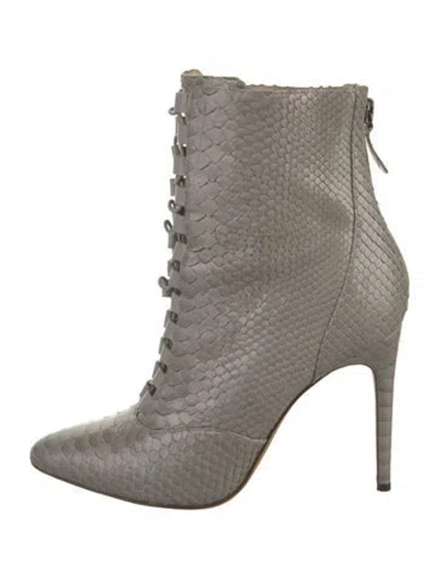 Pre-owned Alexandre Birman Python Animal Print Boots In Grey