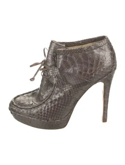 Pre-owned Alexandre Birman Python Animal Print Lace-up Boots In Gray