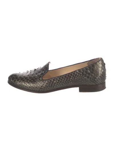 Pre-owned Alexandre Birman Python Animal Print Loafers In Black