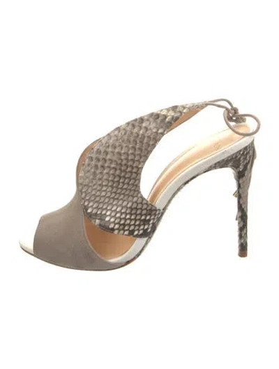 Pre-owned Alexandre Birman Python Animal Print Mules In Brown