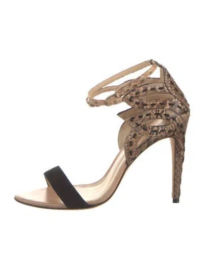 Pre-owned Alexandre Birman Python Animal Print Sandals In Brown