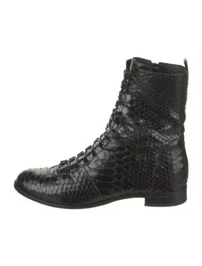 Pre-owned Alexandre Birman Python Combat Boots In Black