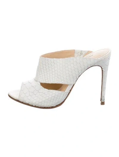 Pre-owned Alexandre Birman Python Mules In White
