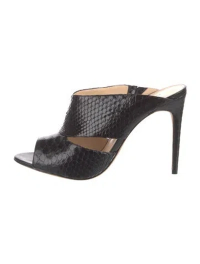 Pre-owned Alexandre Birman Python Slides In Black