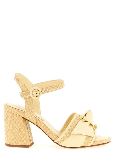 Alexandre Birman Raffia & Leather Block Heel Heels In Yellow
