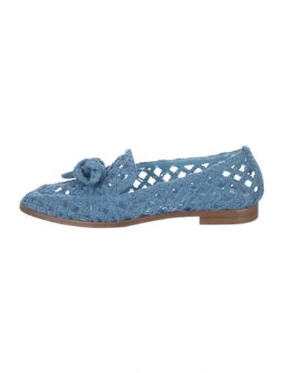 Pre-owned Alexandre Birman Raffia Ballet Flats In Blue