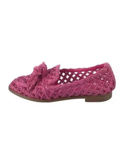 Pre-owned Alexandre Birman Raffia Bow Accents Moccasins In Pink