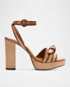Alexandre Birman Raffia Bow Ankle-strap Platform Sandals In Espresso/dark Brown
