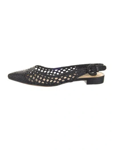 Pre-owned Alexandre Birman Raffia Braided Accents Slingback Flats In Black
