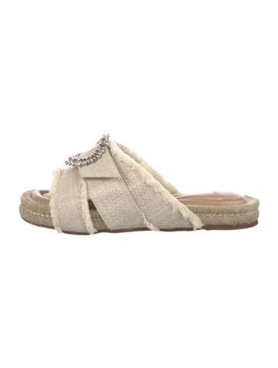 Pre-owned Alexandre Birman Raffia Crystal Embellishments Espadrilles In Neutral